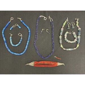 Semi Precious Stones Handmade Jewelry Lot Bracelet Necklace Earring Wearable Set